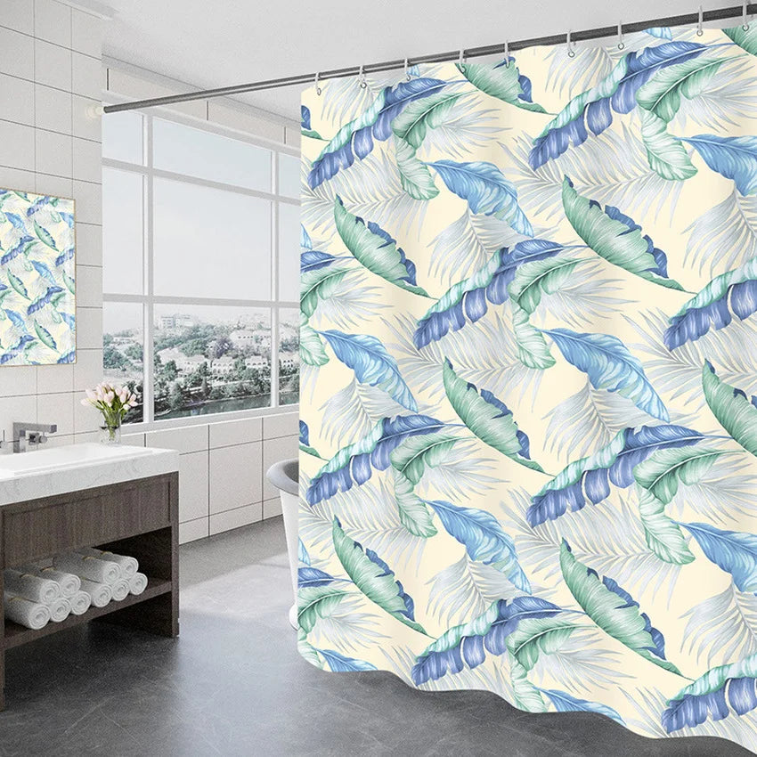 Vintage Leaves Printed Polyester Shower Curtain