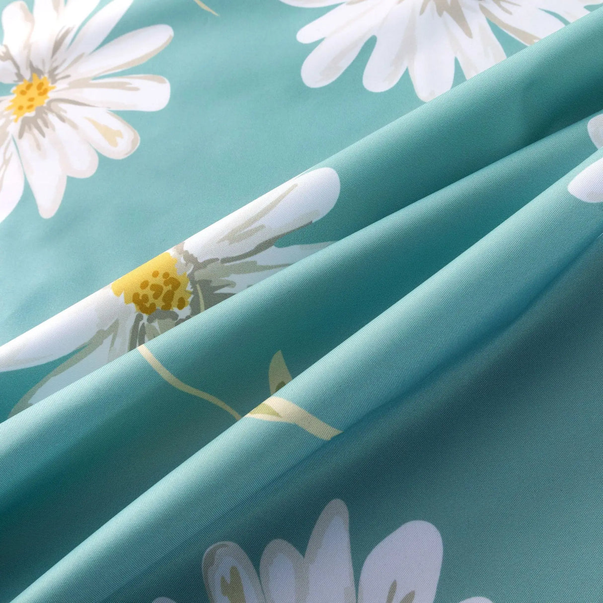 Flower Printed Waterproof Shower Curtain in Sea Green