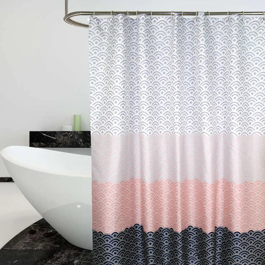 Modern Nordic Waterproof Shower Curtain with Geometric Pattern
