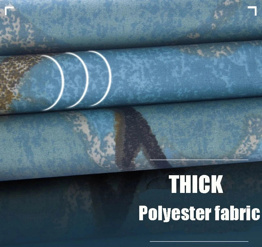 Vintage Blue Floral Waterproof Shower Curtain