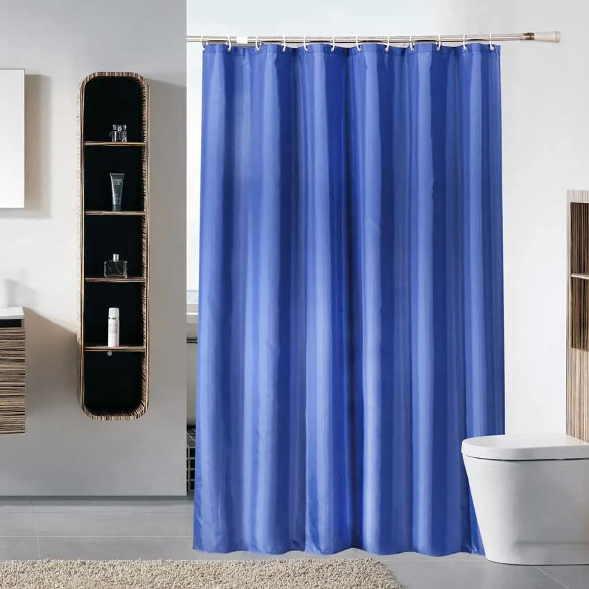Minimalist Blue Waterproof Polyester Shower Curtain