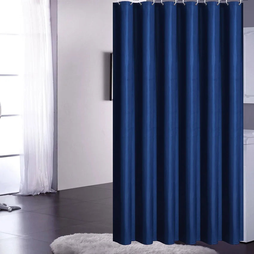 Simple Dark Blue Polyester Shower Curtain