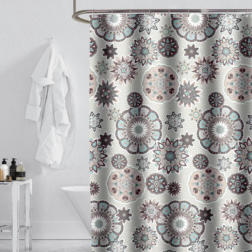 Bohemian Mandala Shower Curtain with 12 Hooks