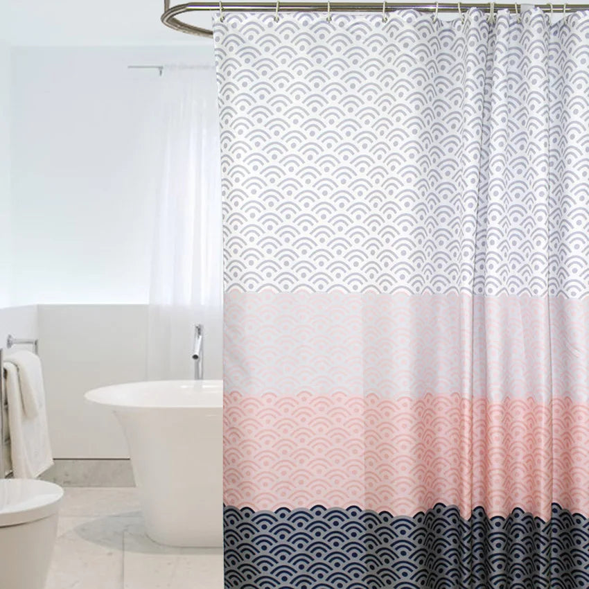 Modern Nordic Waterproof Shower Curtain with Geometric Pattern