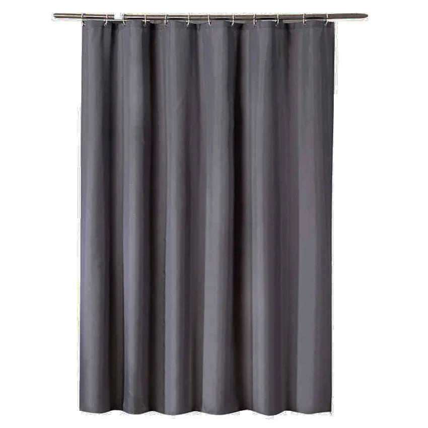 Dark Grey Waterproof Shower Curtain with Metal Hooks