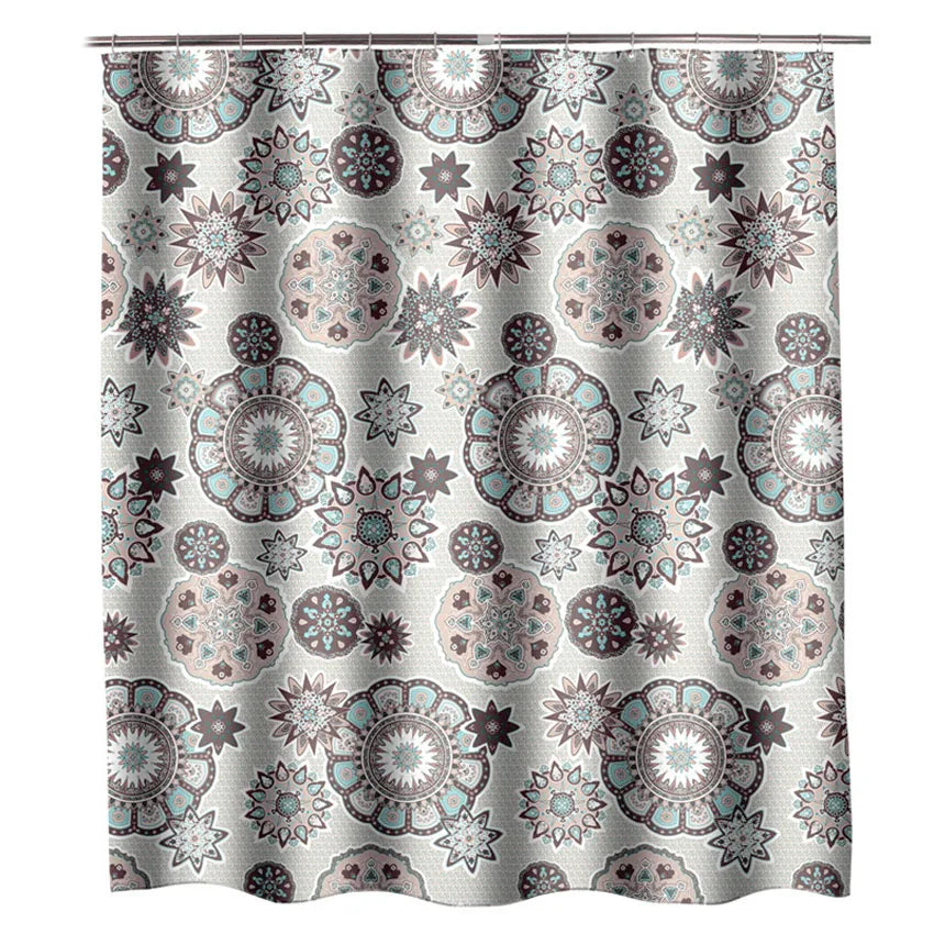 Bohemian Mandala Shower Curtain with 12 Hooks