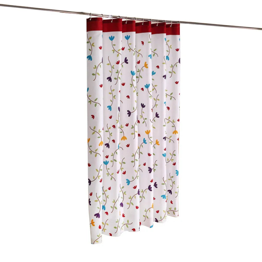 White Modern Waterproof Flowers Shower Curtain