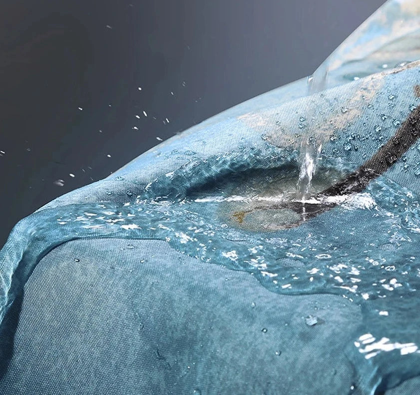 Vintage Blue Floral Waterproof Shower Curtain