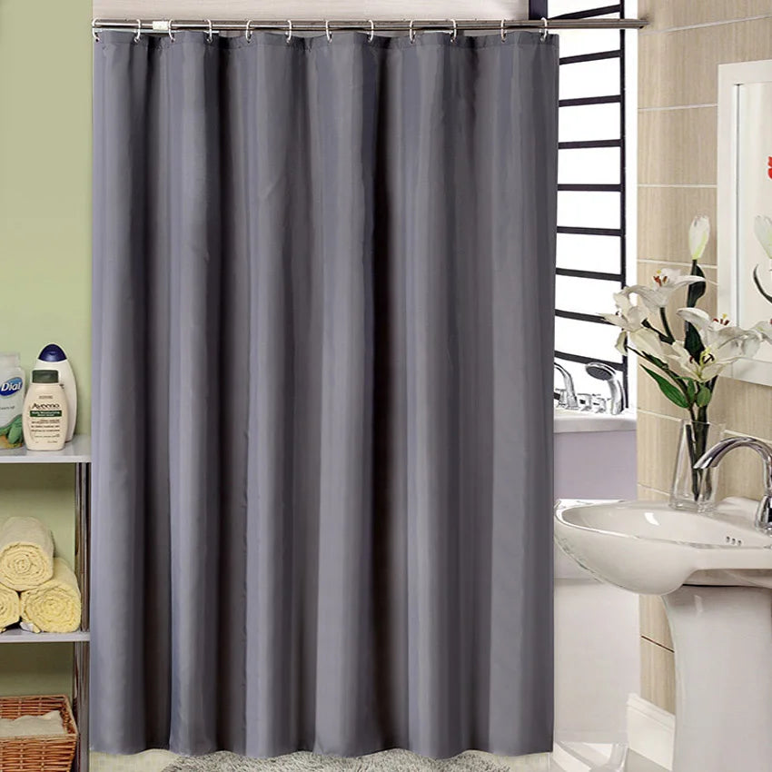 Dark Grey Waterproof Shower Curtain with Metal Hooks