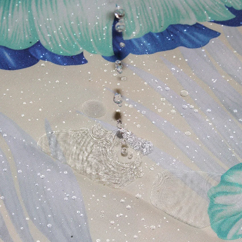 Vintage Leaves Printed Polyester Shower Curtain