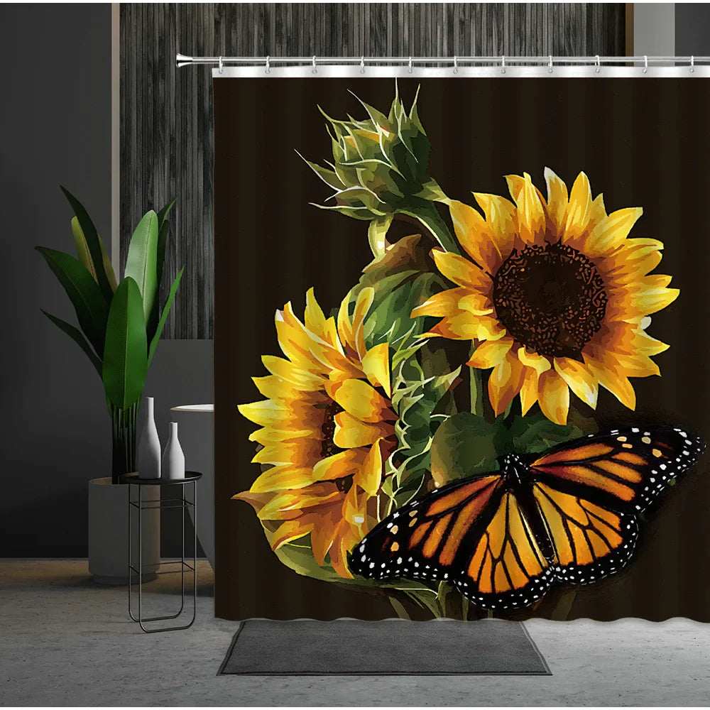 Elegant Bloom Botanical Noir Shower Curtain