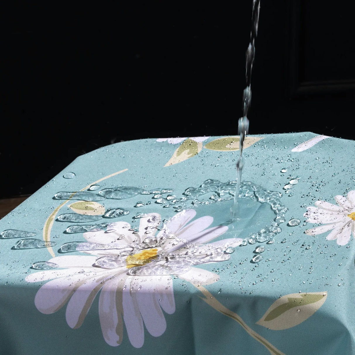 Flower Printed Waterproof Shower Curtain in Sea Green