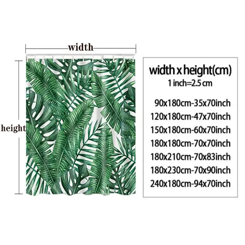 Misty Green Forest Polyester Shower Curtain with Hooks