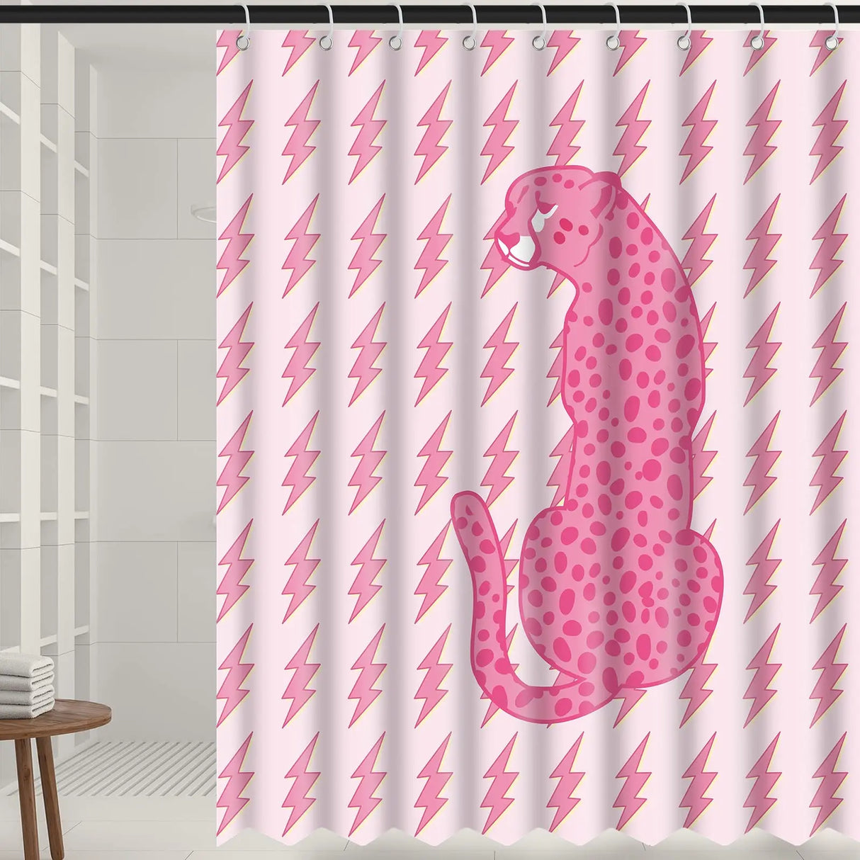 Rosy Ruffles White Shower Curtain
