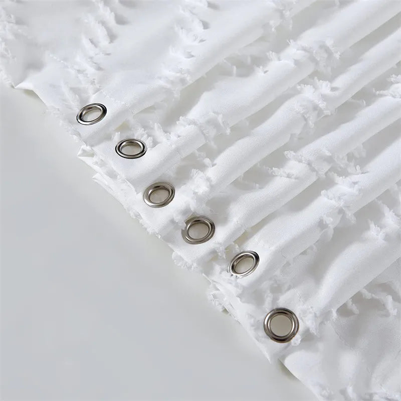 White Striped Fabric Waterproof Shower Curtain