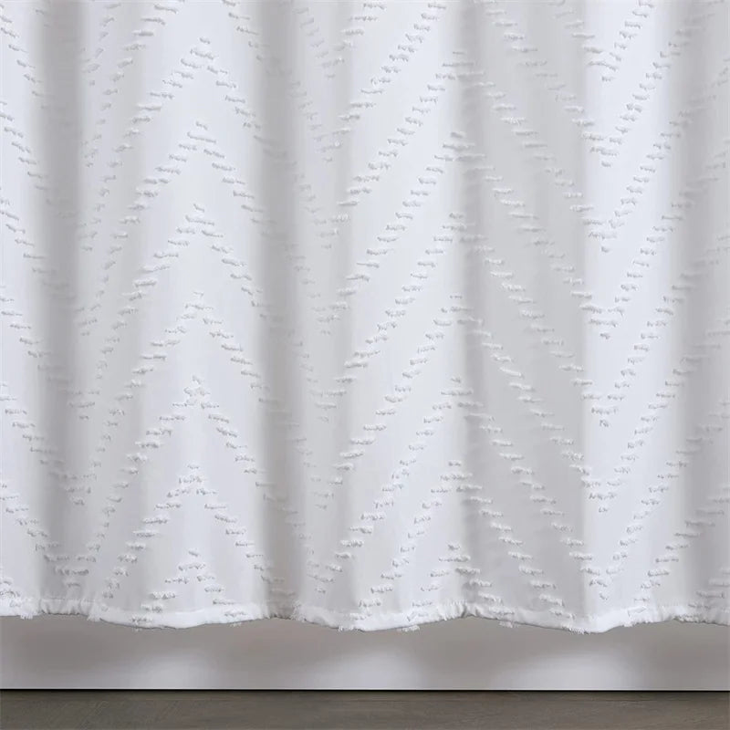 White Striped Fabric Waterproof Shower Curtain