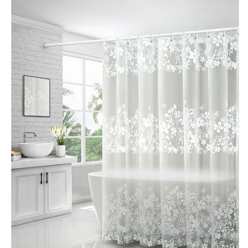 Semi-Transparent Waterproof Plastic Shower Curtain - Versatile Elegance