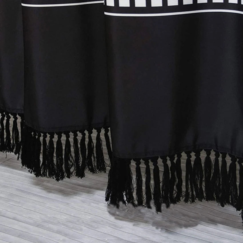 Rustic Geometric Black Shower Curtain, Waterproof Polyester