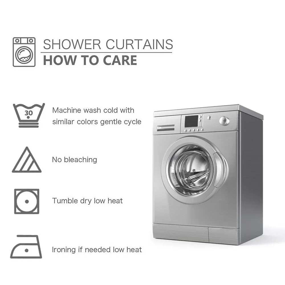 Waterproof White Fabric Shower Curtain