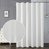 Waterproof White Fabric Shower Curtain