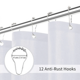 White Waterproof Shower Curtain with Silver Metal Hooks