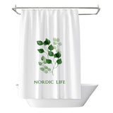 White Plant Pattern Polyester Waterproof Shower Curtain