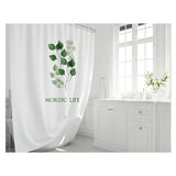 White Plant Pattern Polyester Waterproof Shower Curtain