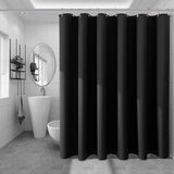 Black Waterproof Shower Curtain with Silver Metal Hooks