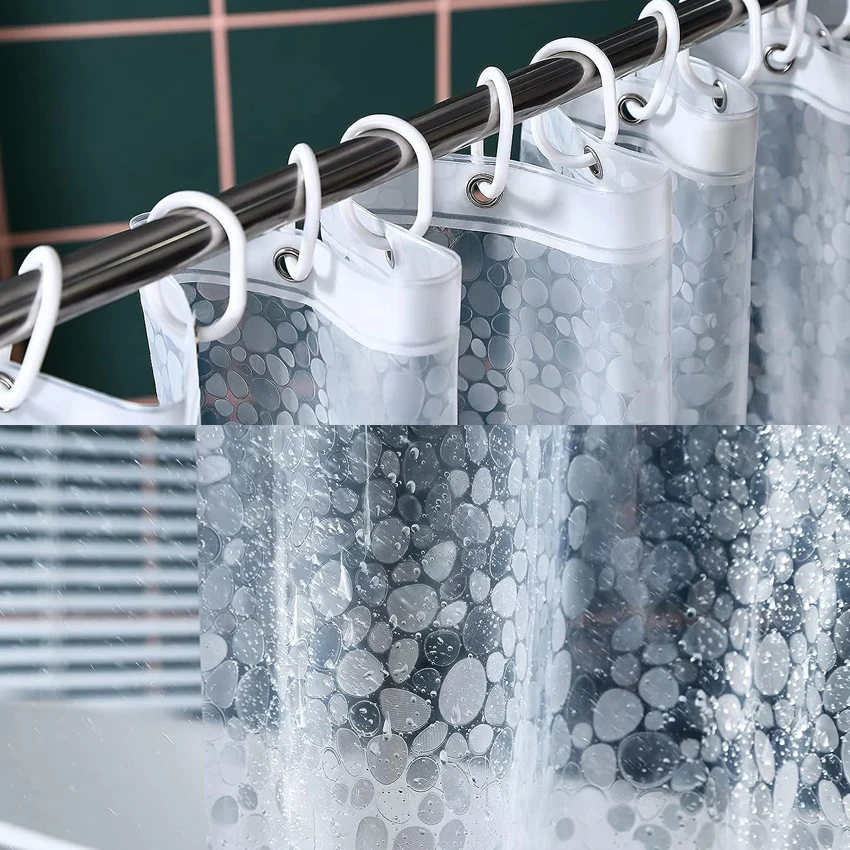 Clear Pebble Shower Curtain: Modern Geometric Waterproof Design