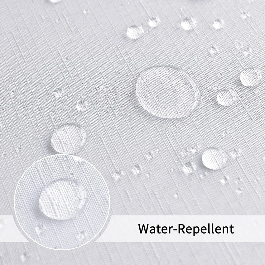 White Waterproof Shower Curtain with Silver Metal Hooks