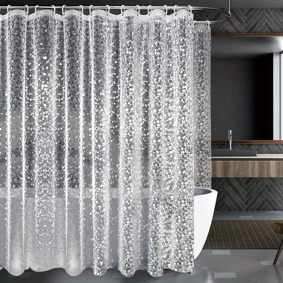 Clear Pebble Shower Curtain: Modern Geometric Waterproof Design