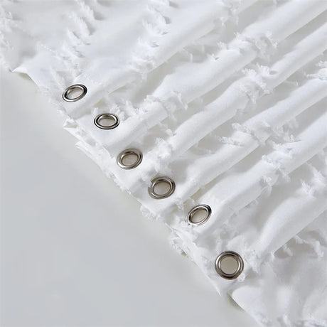 White Striped Fabric Waterproof Shower Curtain