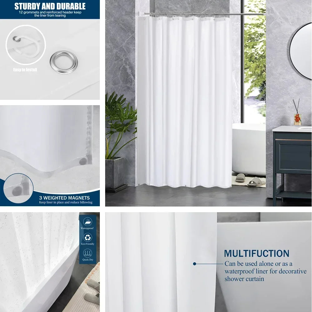 Clear Vinyl Bathroom Curtain with Hooks