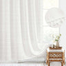 White Nordic Waterproof Jacquard Linen Shower Curtain with Tassels