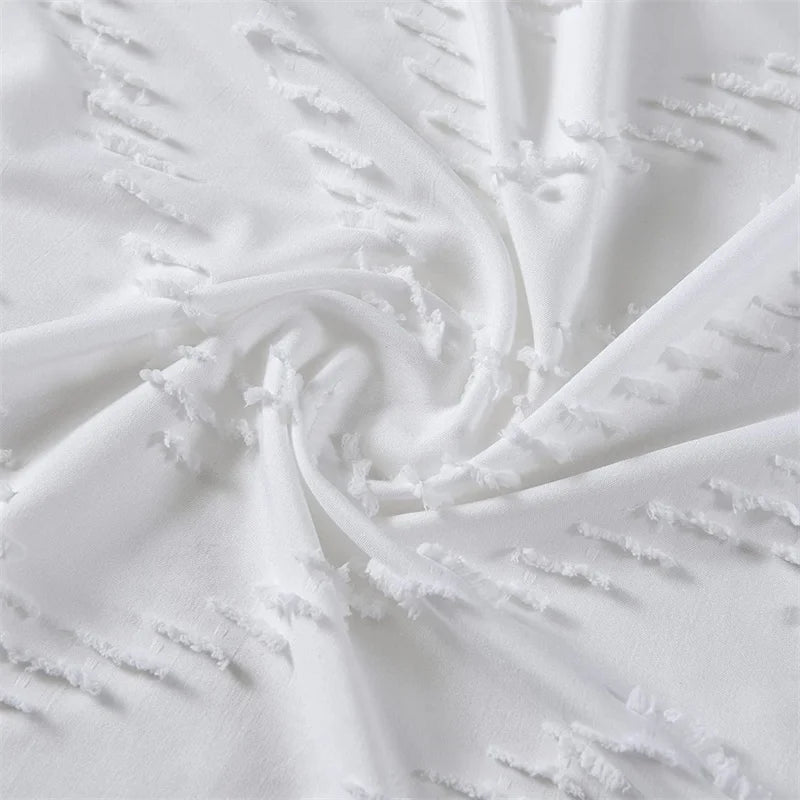White Striped Fabric Waterproof Shower Curtain