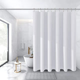 White Waterproof Shower Curtain with Silver Metal Hooks