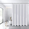 White Waterproof Shower Curtain with Silver Metal Hooks